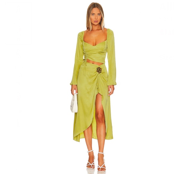 FOR LOVE & LEMONS REVOLVE GREEN CUTOUT MIDI DRESS - Picture 14 of 14